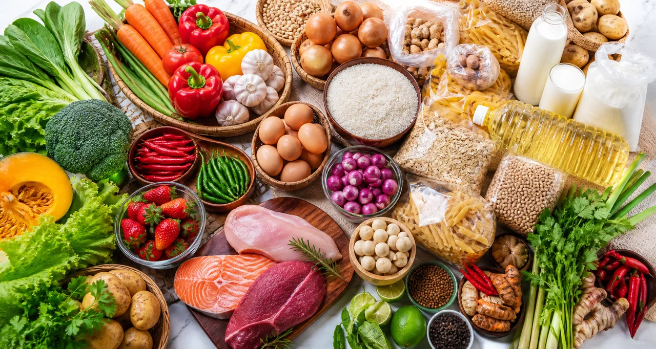 Pilihan bahan makanan segar dan bergizi